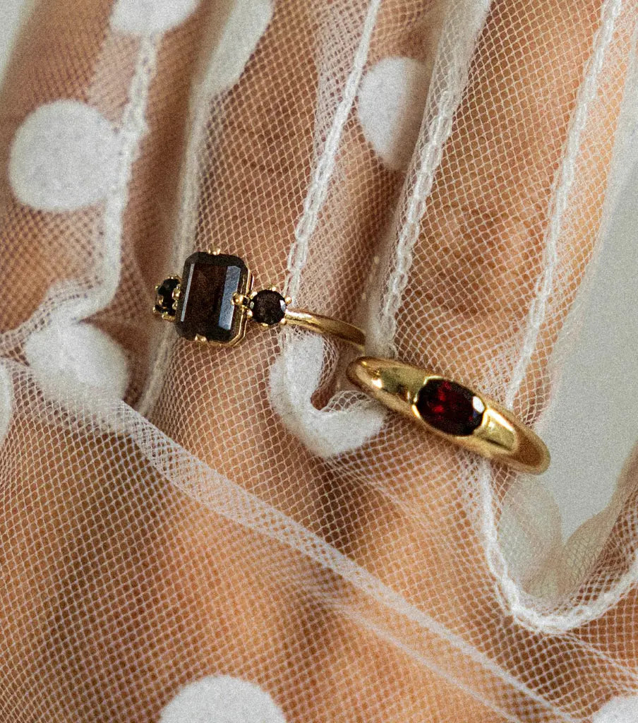 Ring 14k - smoky gems