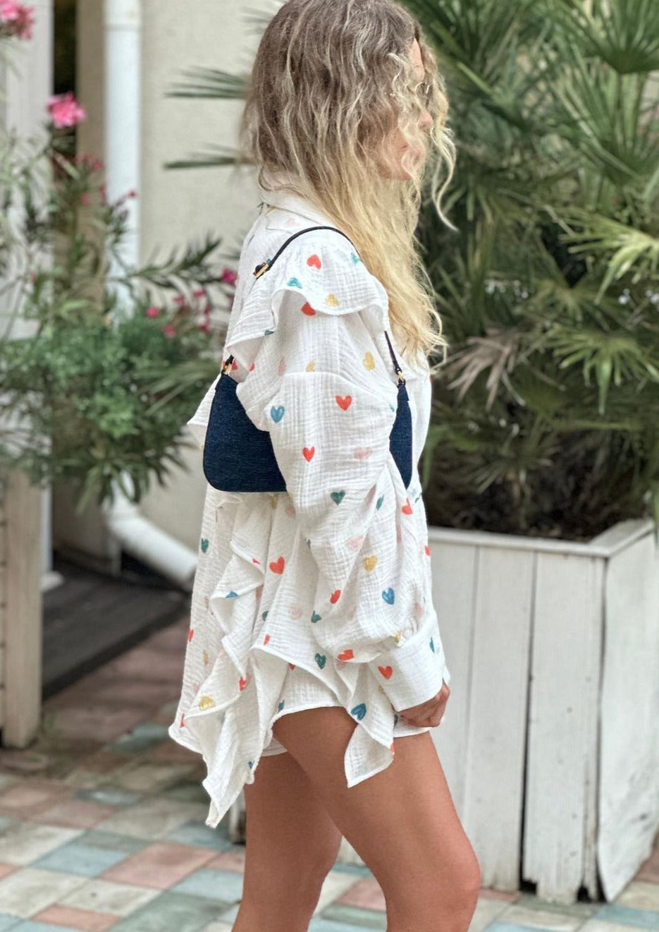 Jenika | Loungeset i bomull med hjärtmönster - Somrigt och snyggt