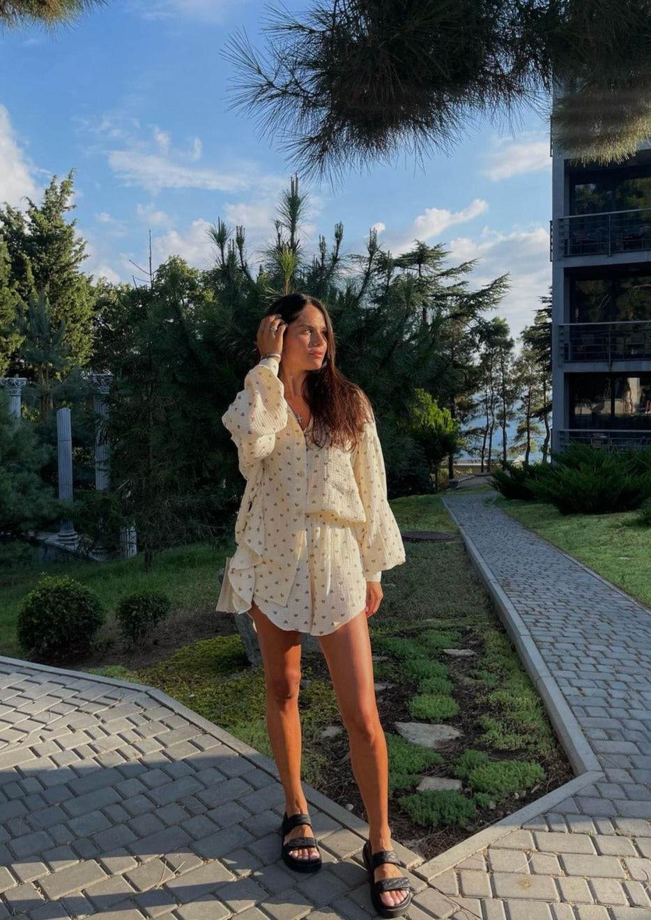 Musiala | Bomullsset med hjärtmönster – Damset i två delar