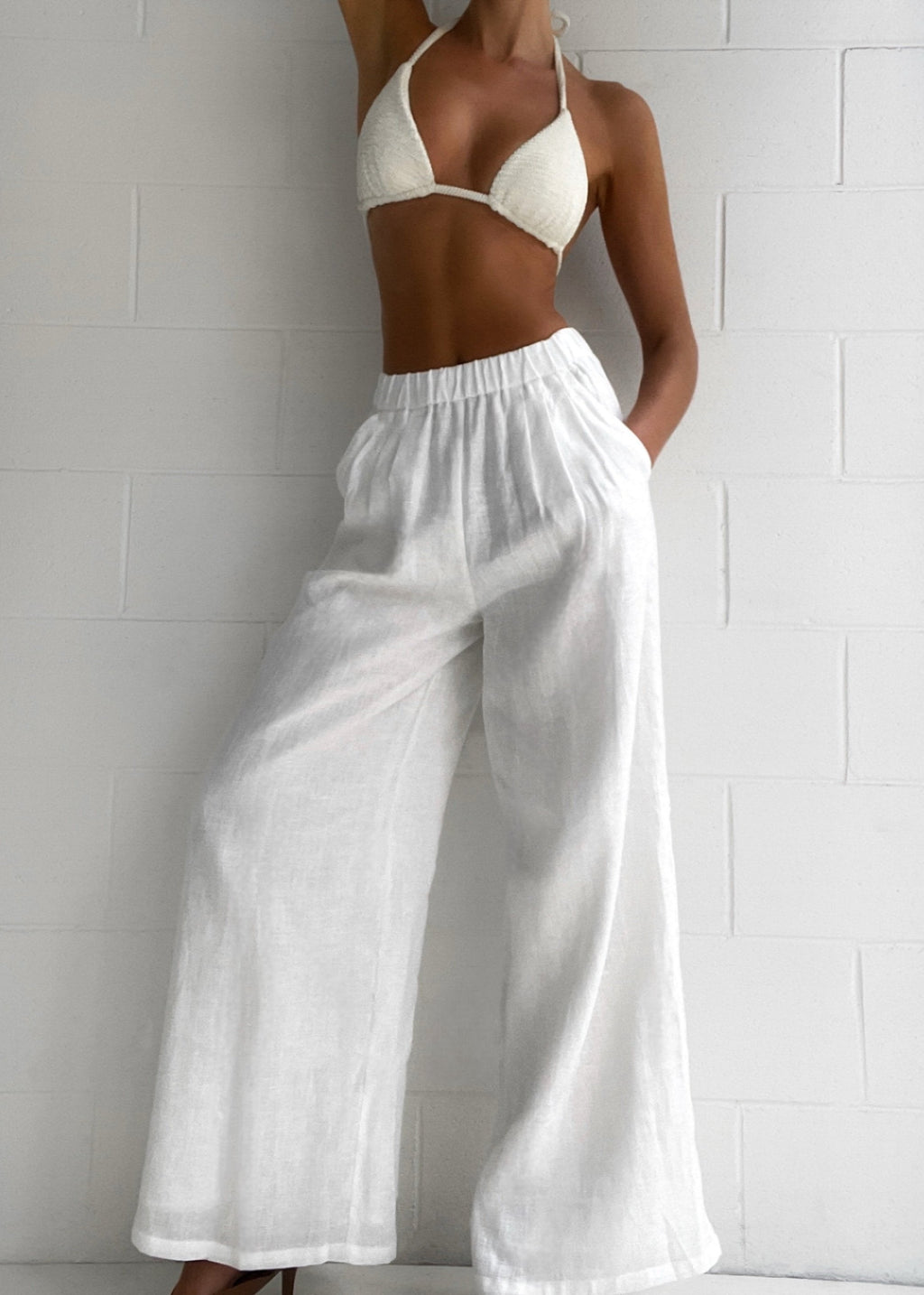 Roma | Witte Low-Waist Palazzo Zomerbroek Dames