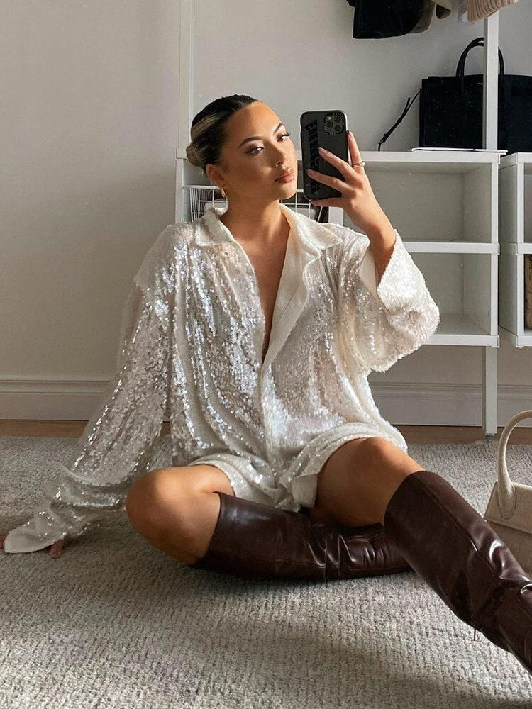 Liz | Oversized Glitter Blouse