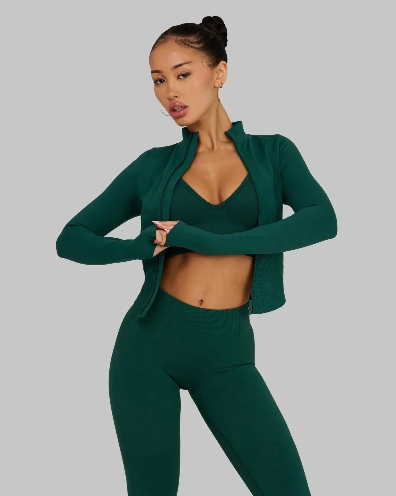 Elevate Ribbed Contour Leggings | Pine Green
