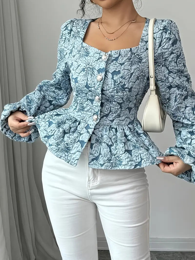 Leora | Blouse met Bloemenpatroon en Flared Mouwen