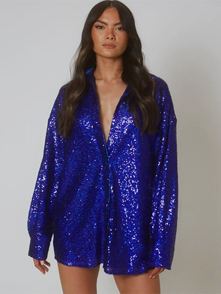 Liz | Oversized Glitter Blouse