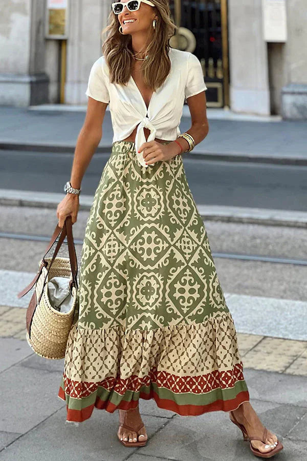 Destino | Mönstrad Medelhavskjol med Långt tryck