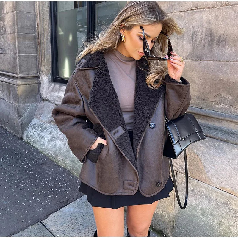 Karra | Leren Look Winterjas Dames - Fleece Voering, Vintage Stijl