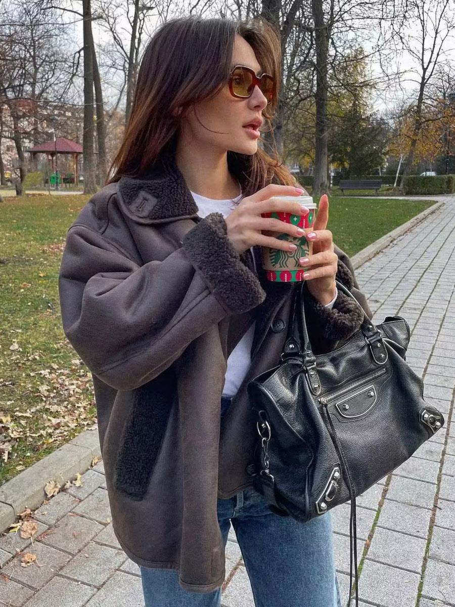 Karra | Leren Look Winterjas Dames - Fleece Voering, Vintage Stijl