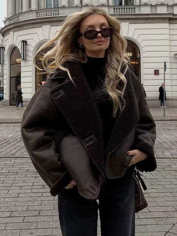 Karra | Leren Look Winterjas Dames - Fleece Voering, Vintage Stijl