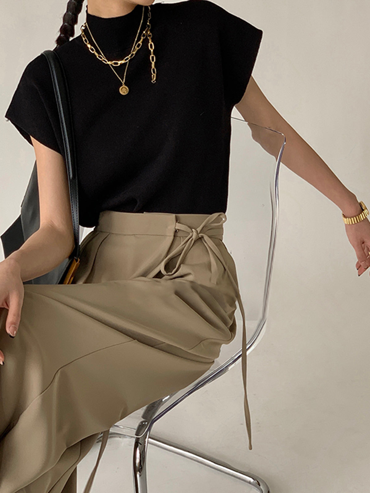 Loulu | Gebreide Sweater Top met Korte Mouwen