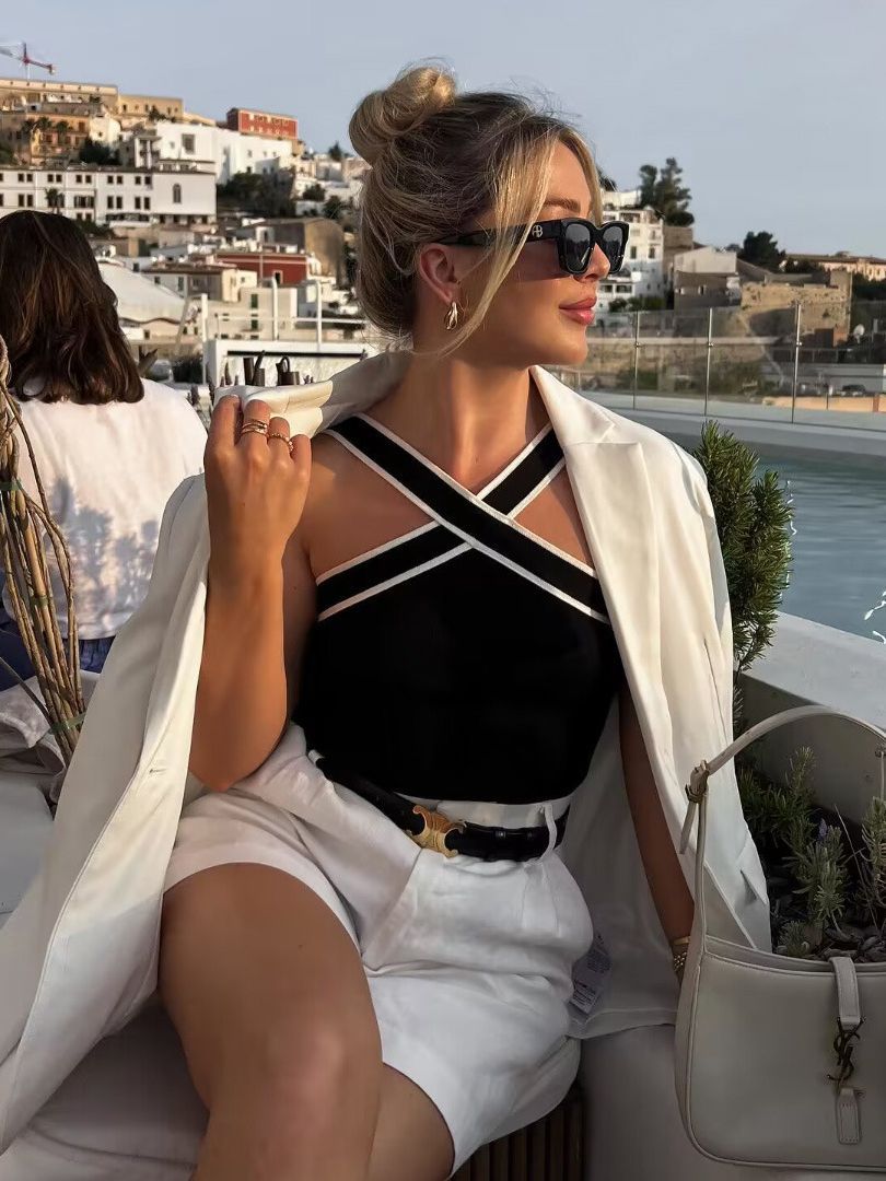 Elegante Cross Halter Top