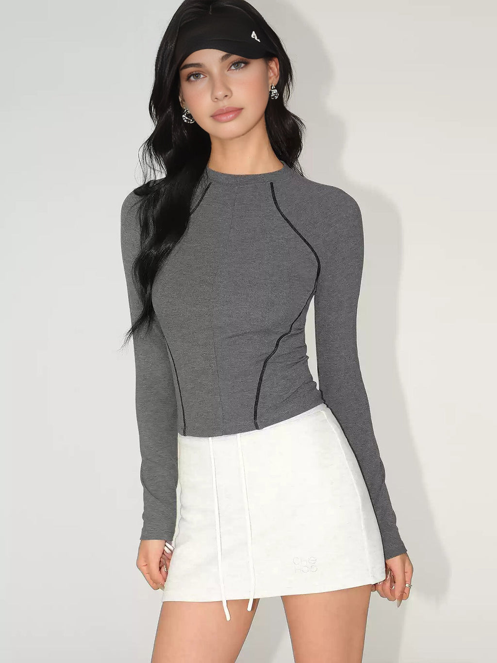 Lolita | Slim Fit Jersey Top met Contrast Piping
