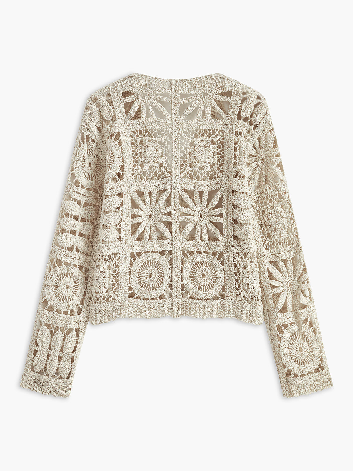 Aldana | Virkad kofta för kvinnor – Mönster med knappar och rutor 