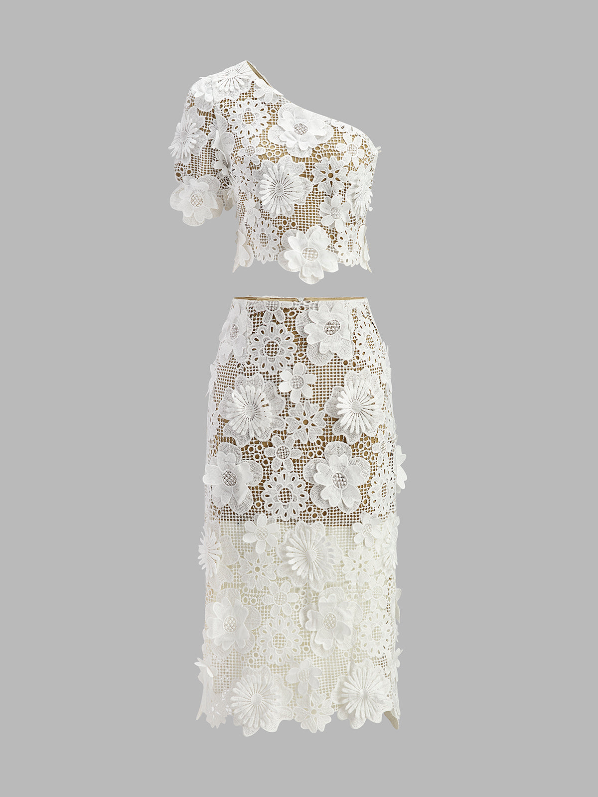 Alia | Elegant spetsset – Kombinerad topp och kjol