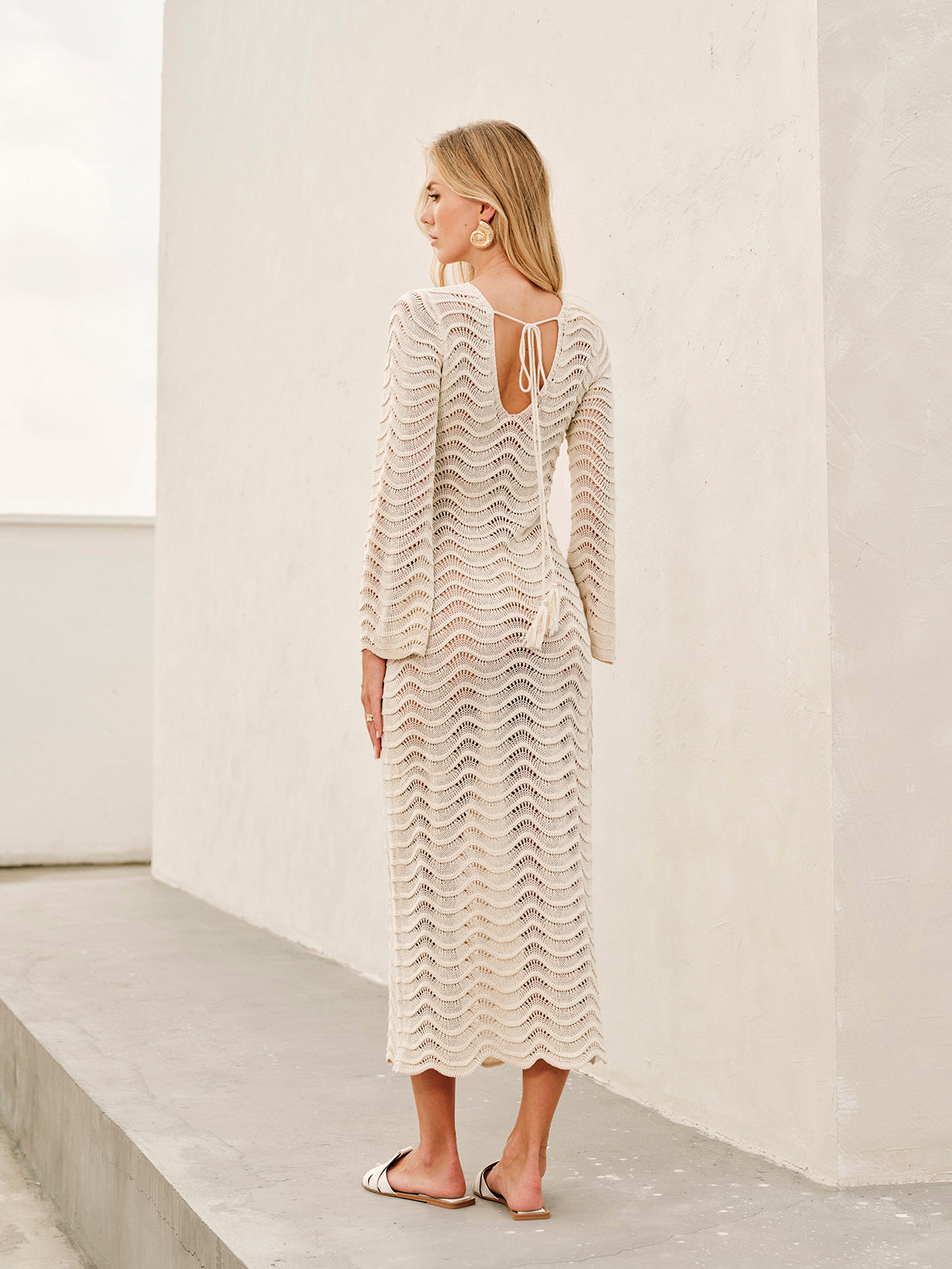 Alya | Strandklänning med överdrag - Vit, transparent maxiklänning 