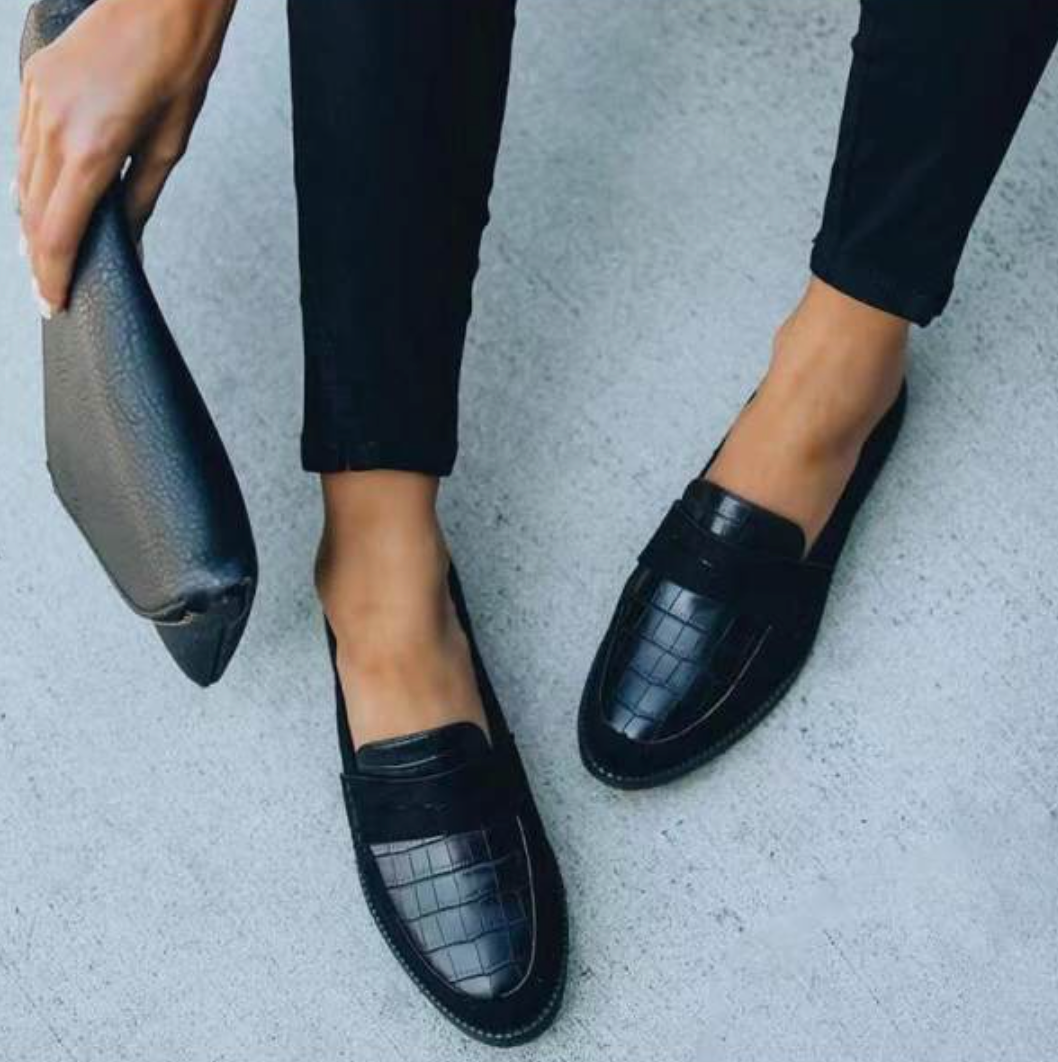 Casual Suède Loafers met Krokodillenprint voor Dames