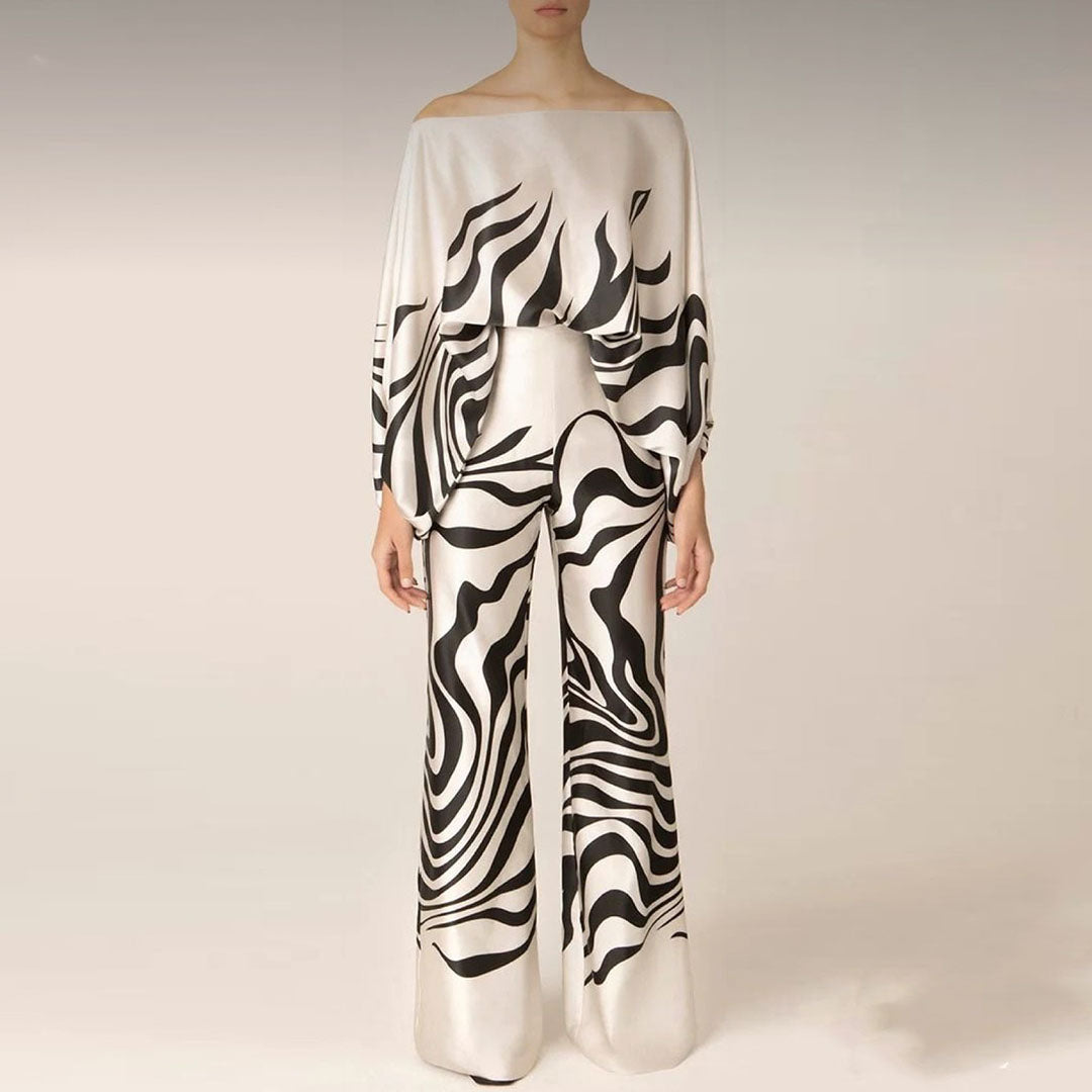 Rome | Glanzende en Elegante Satijn Look Tweedelige Set