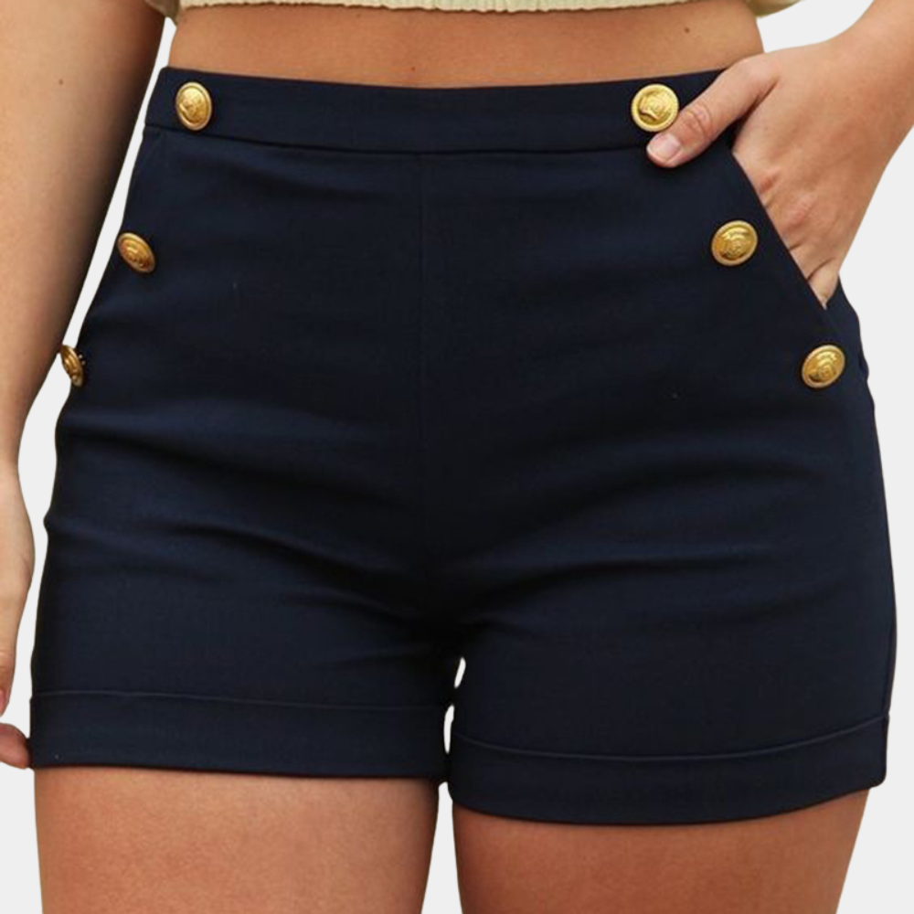 Trendy Shorts met Gouden Knoopdetail