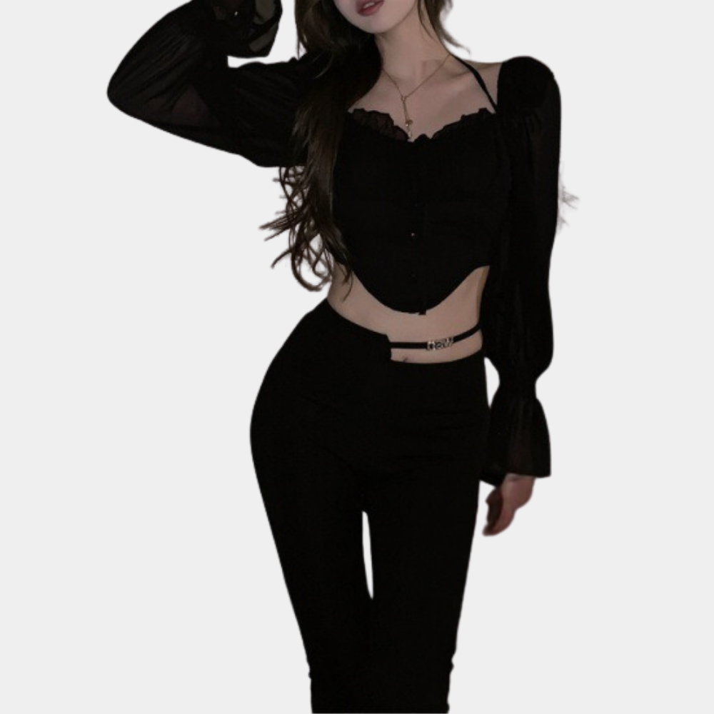 Lexis | Stijlvolle Zwarte Off-Shoulder Crop Top