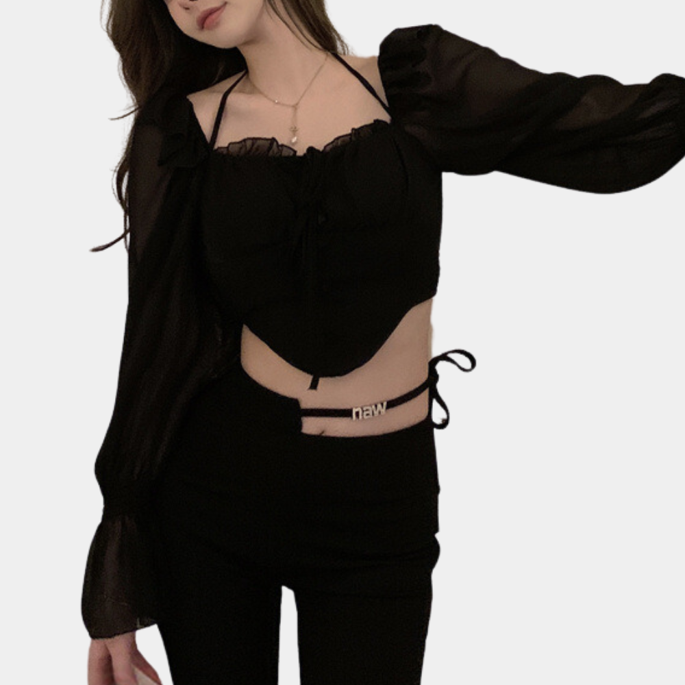 Lexis | Stijlvolle Zwarte Off-Shoulder Crop Top