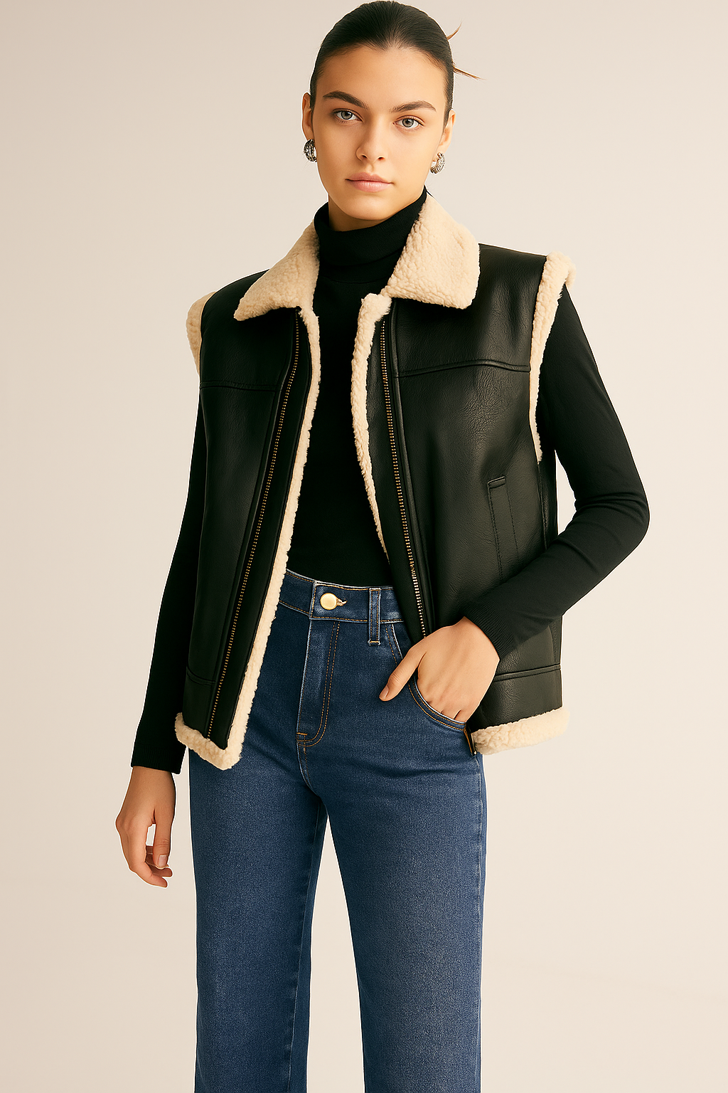 Vilita | Teddy Gevoerd Vest Dames - Faux Leren & Warm