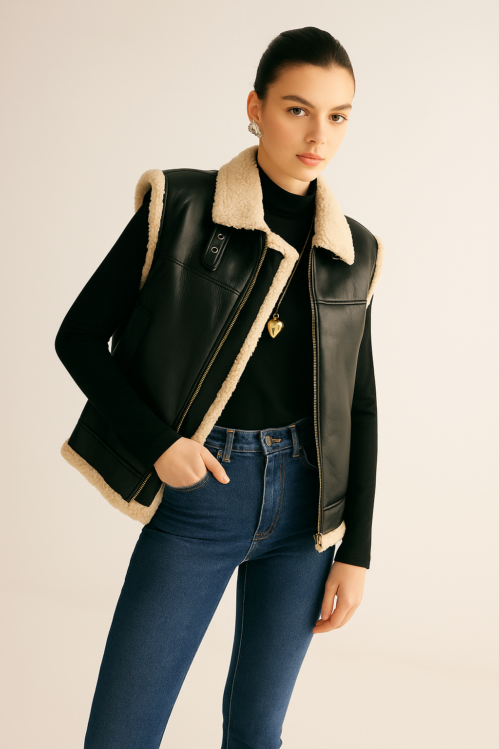 Vilita | Teddy Gevoerd Vest Dames - Faux Leren & Warm