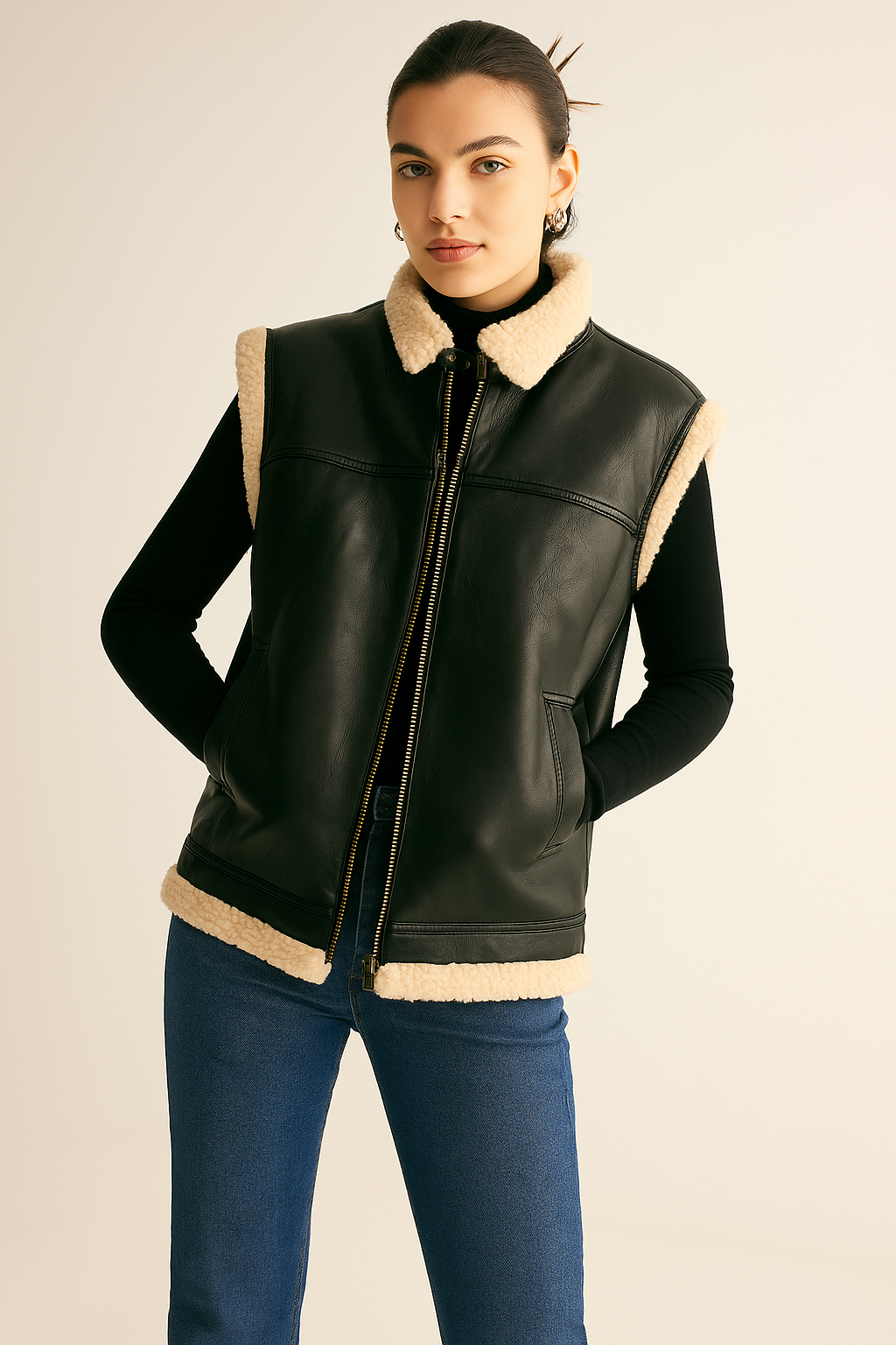 Vilita | Teddy Gevoerd Vest Dames - Faux Leren & Warm