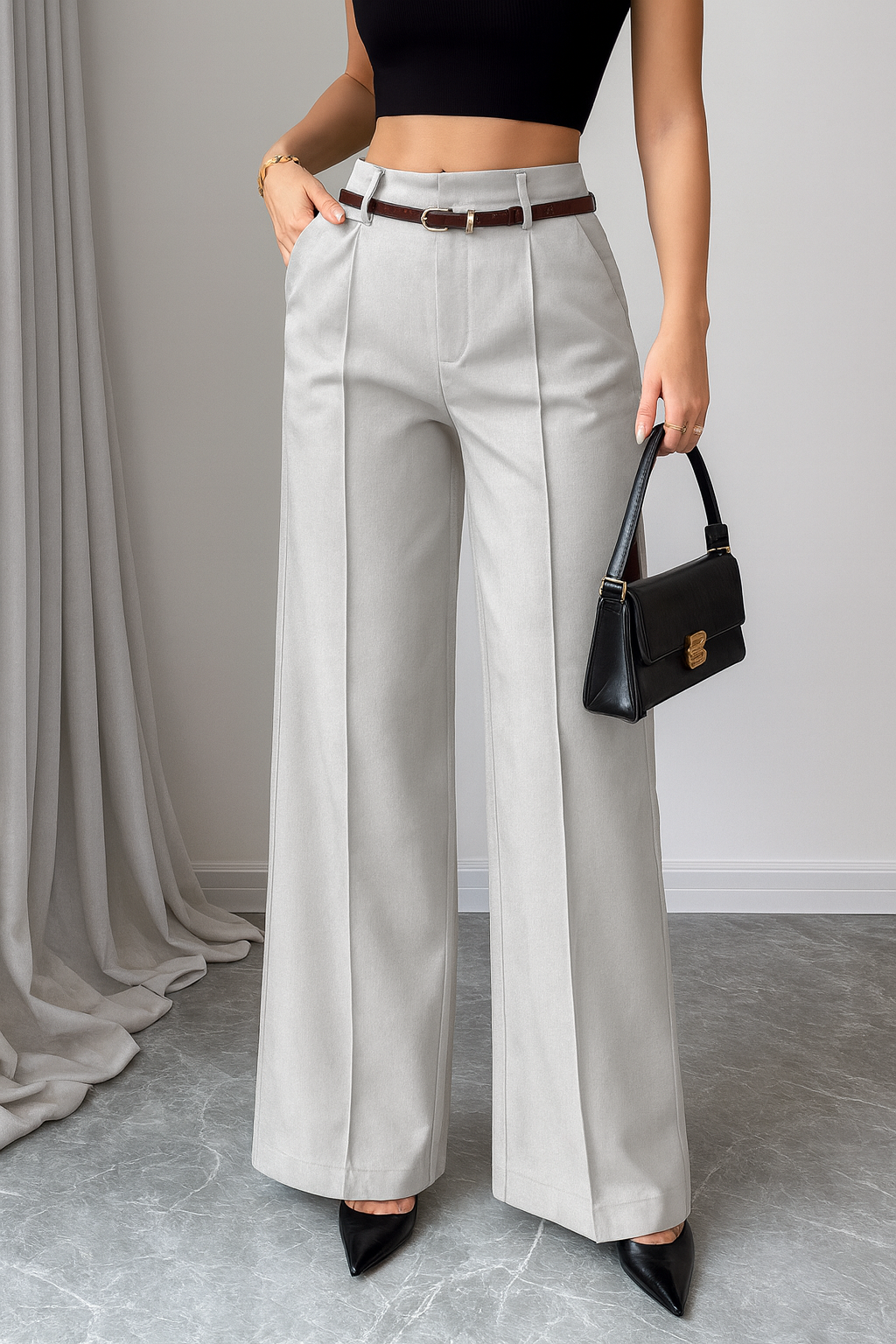 Jolan | High Waist Straight Leg Broek Dames – Regular Fit