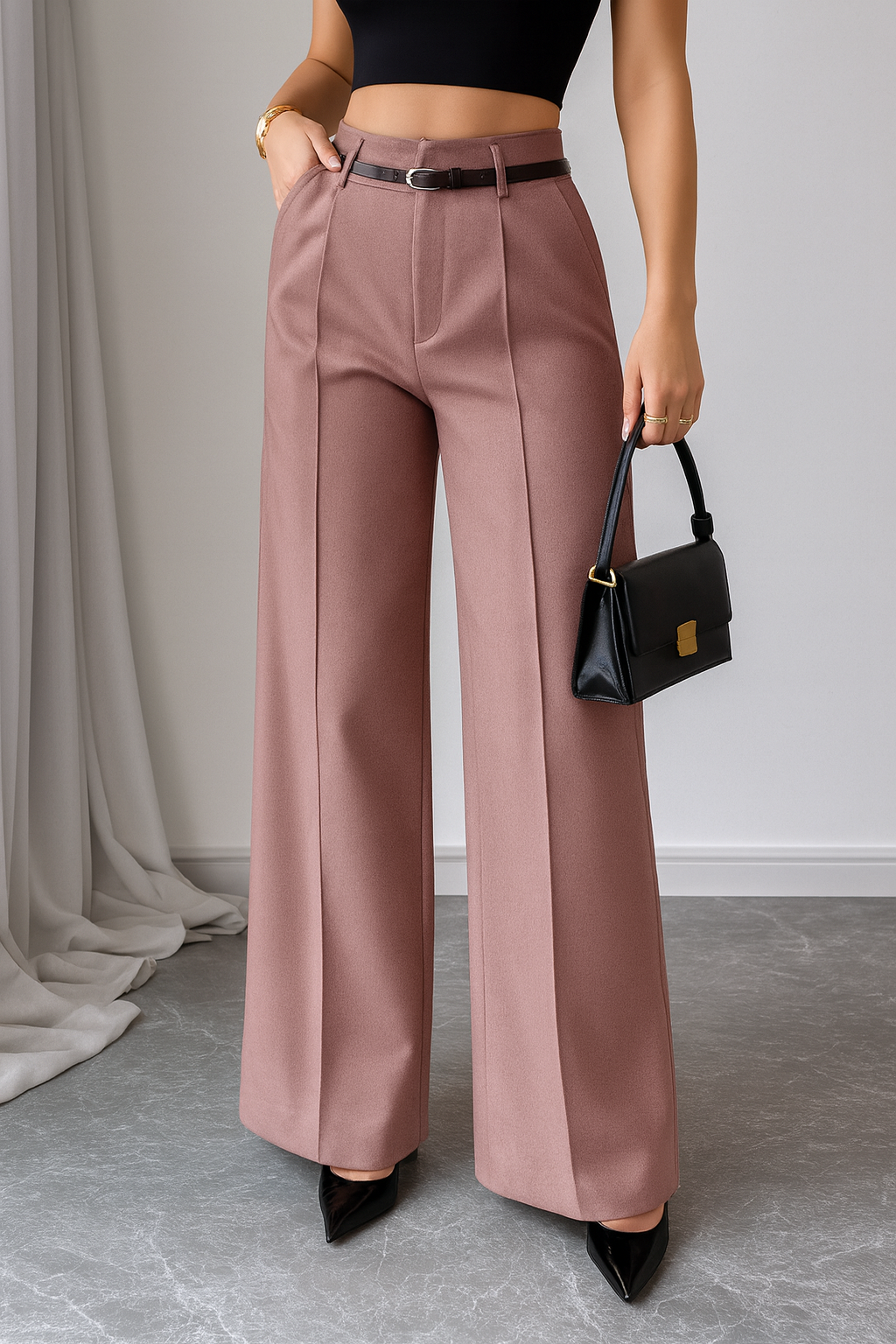 Jolan | High Waist Straight Leg Broek Dames – Regular Fit