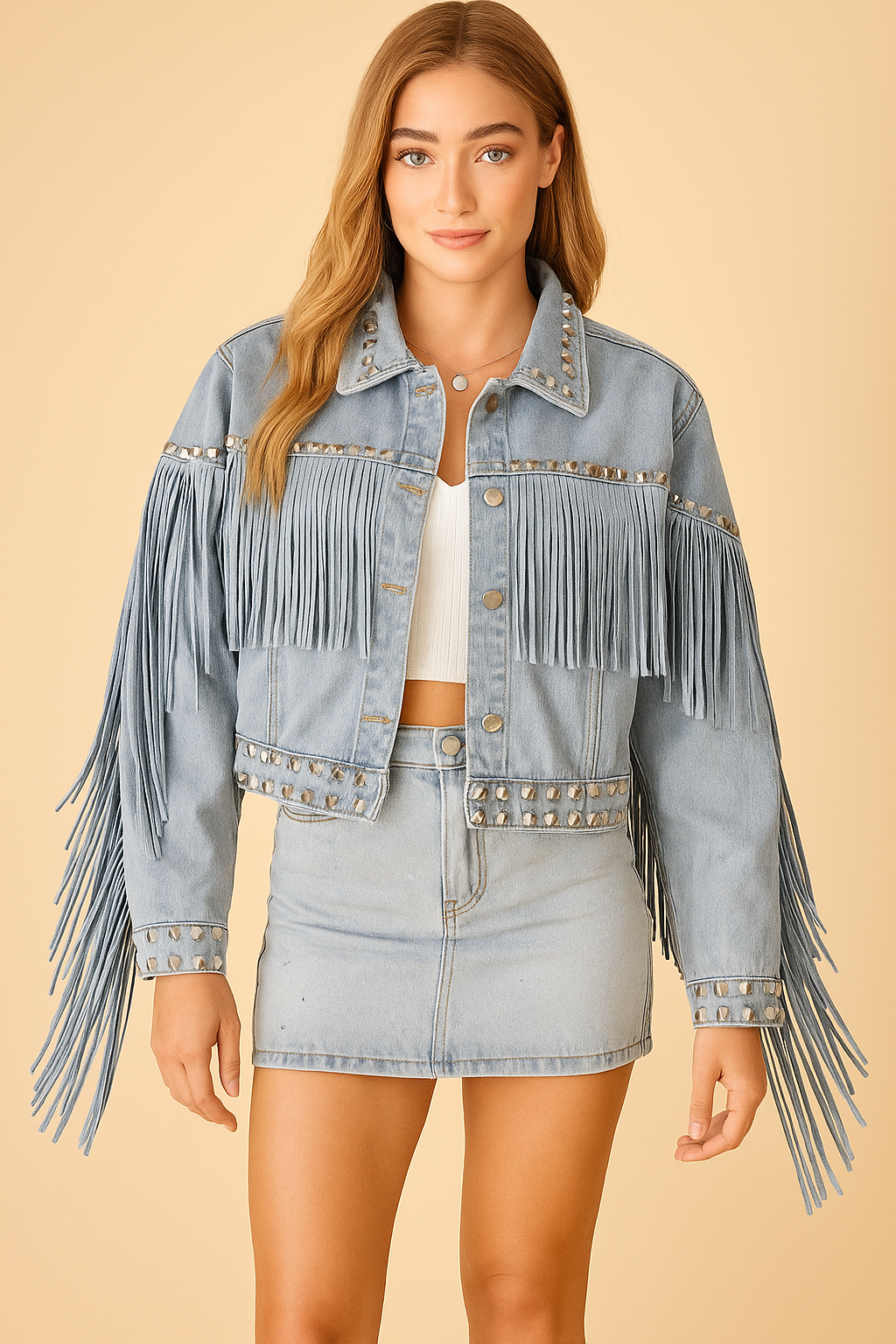 Fiep | Stijlvolle Denim Jas Dames - Boho Chic met Franjes