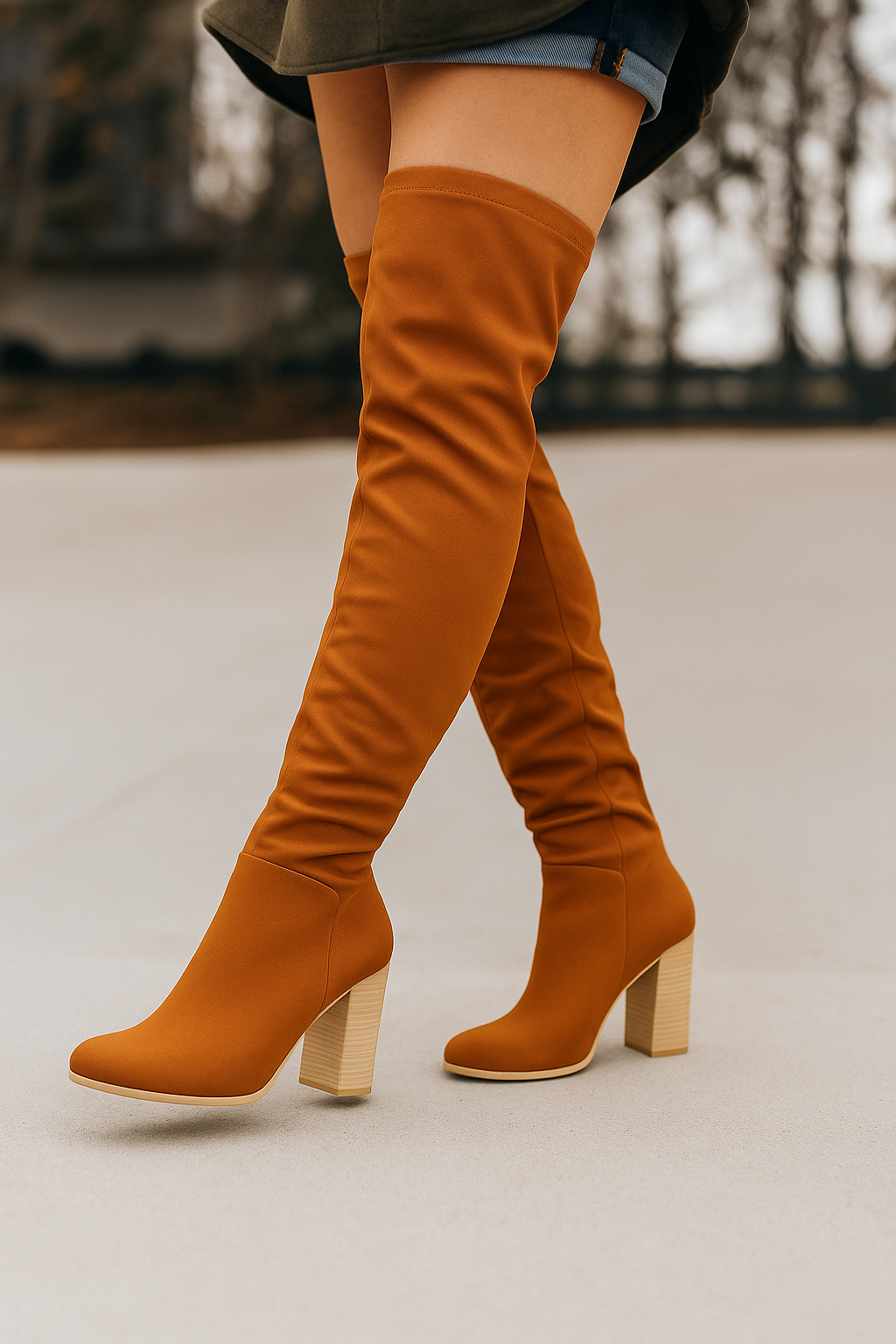 Odyle | Hoge Laarzen van Suède met Blokhak - Elegant & Comfortabel