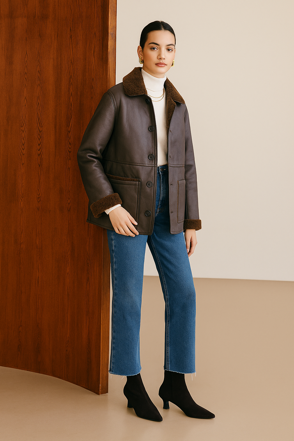 Dura | Dubbelsidig konstläderjacka med fleece - Snygg och bekväm