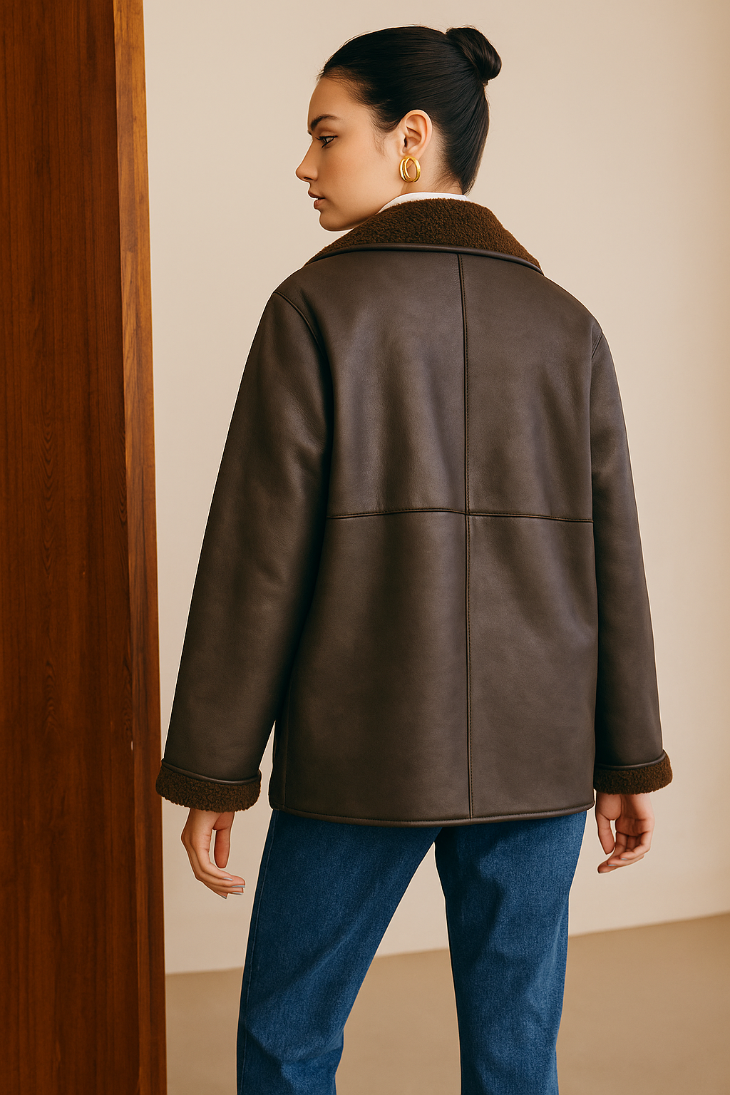 Dura | Dubbelsidig konstläderjacka med fleece - Snygg och bekväm