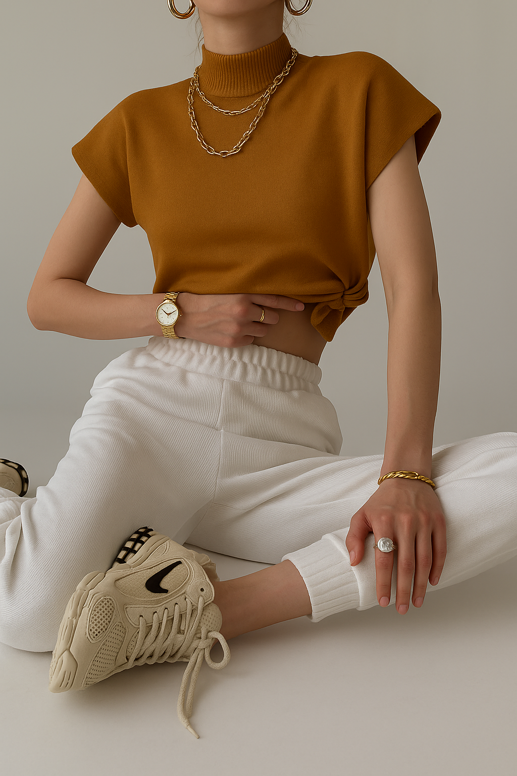 Loulu | Gebreide Sweater Top met Korte Mouwen