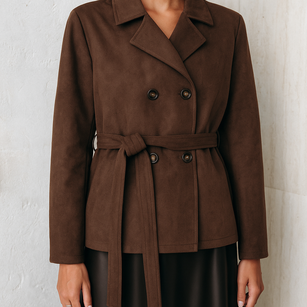 Meli | Elegant mockajacka för kvinnor - Snygg knapp med knytband