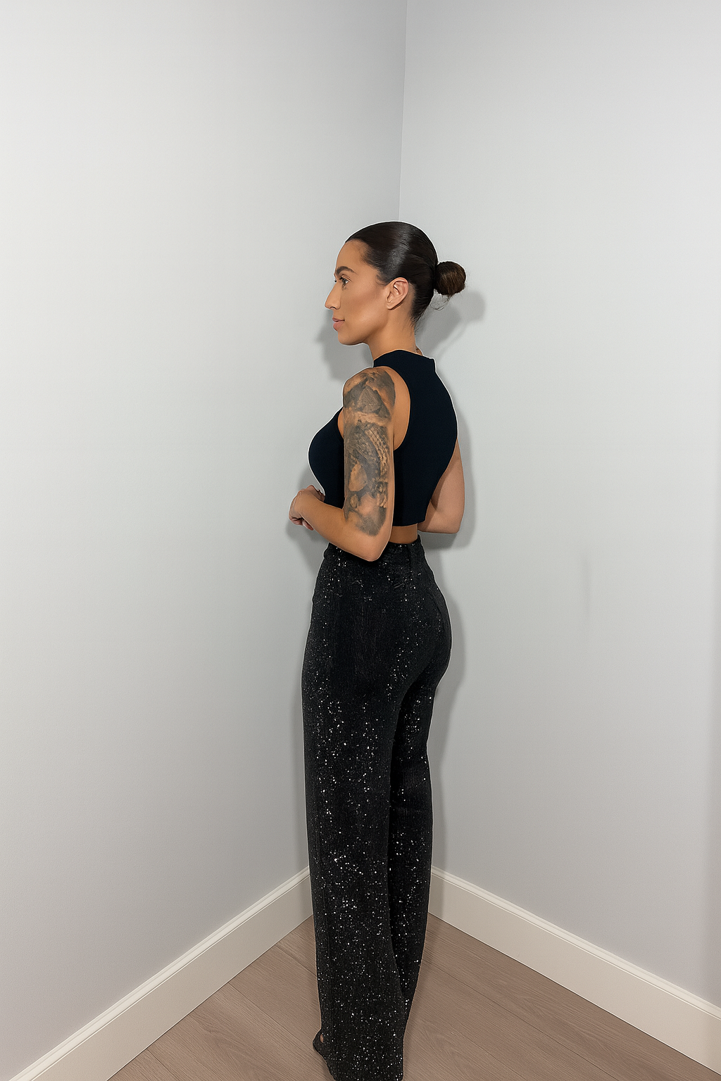 Sanay | Rechte High‑Waist Jeans met Glitter Details