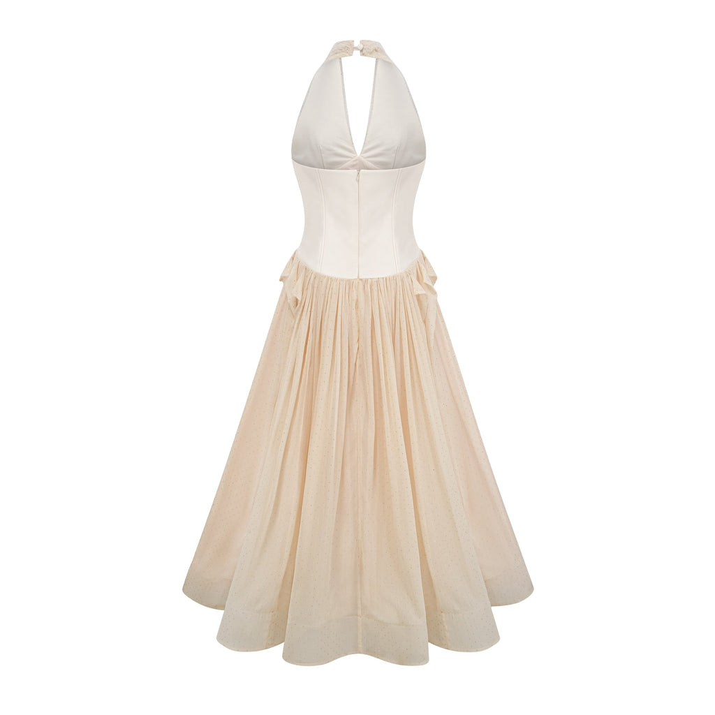 Charlotte halterneck tulle midi dress