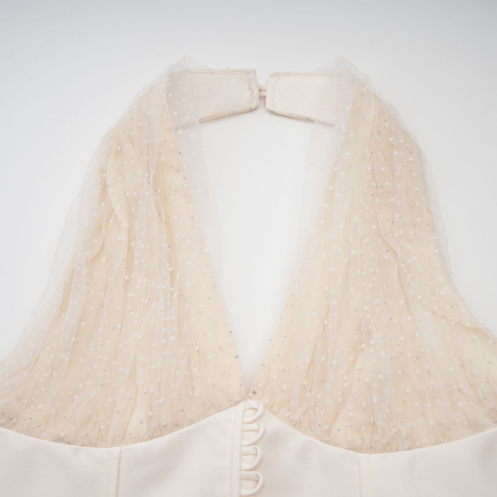 Charlotte halterneck tulle midi dress