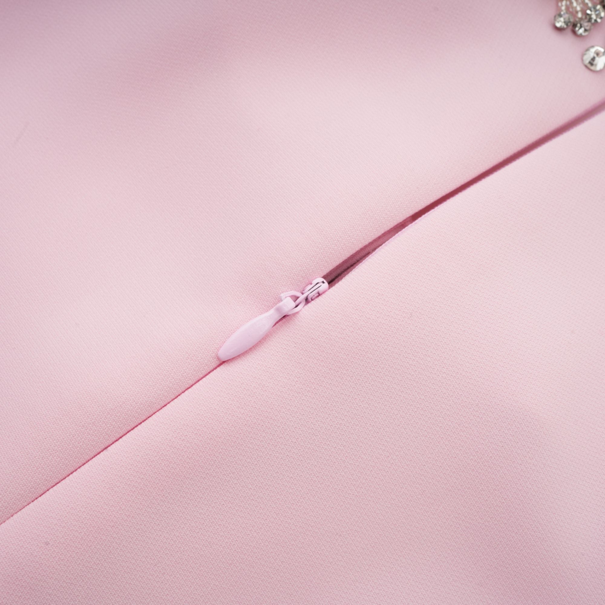 Cassiopeia crystal-accented pink bow midi dress