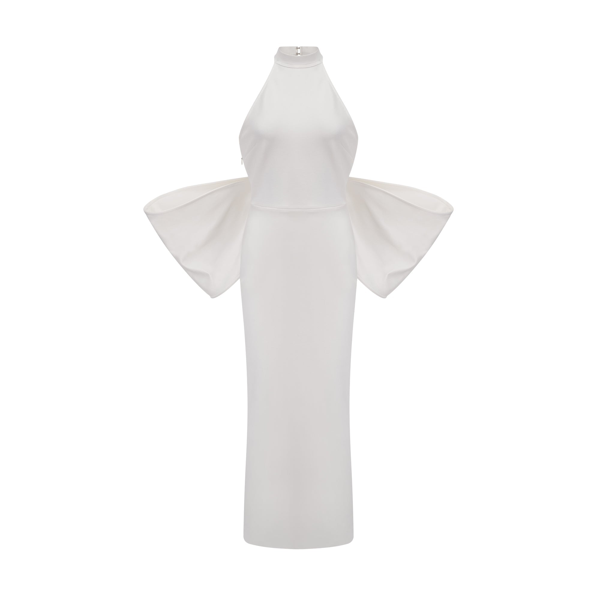 Capucine white oversize-bow bandage dress