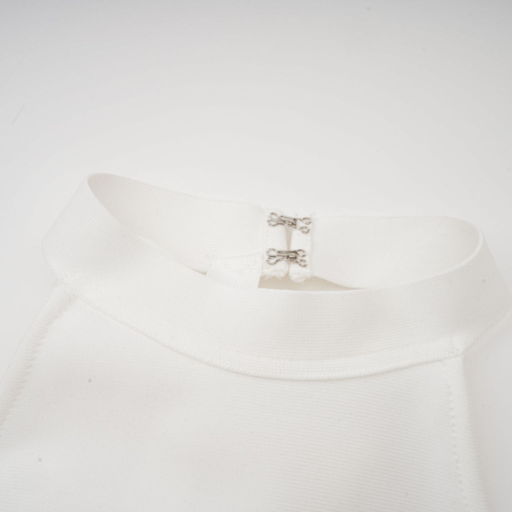 Capucine white oversize-bow bandage dress