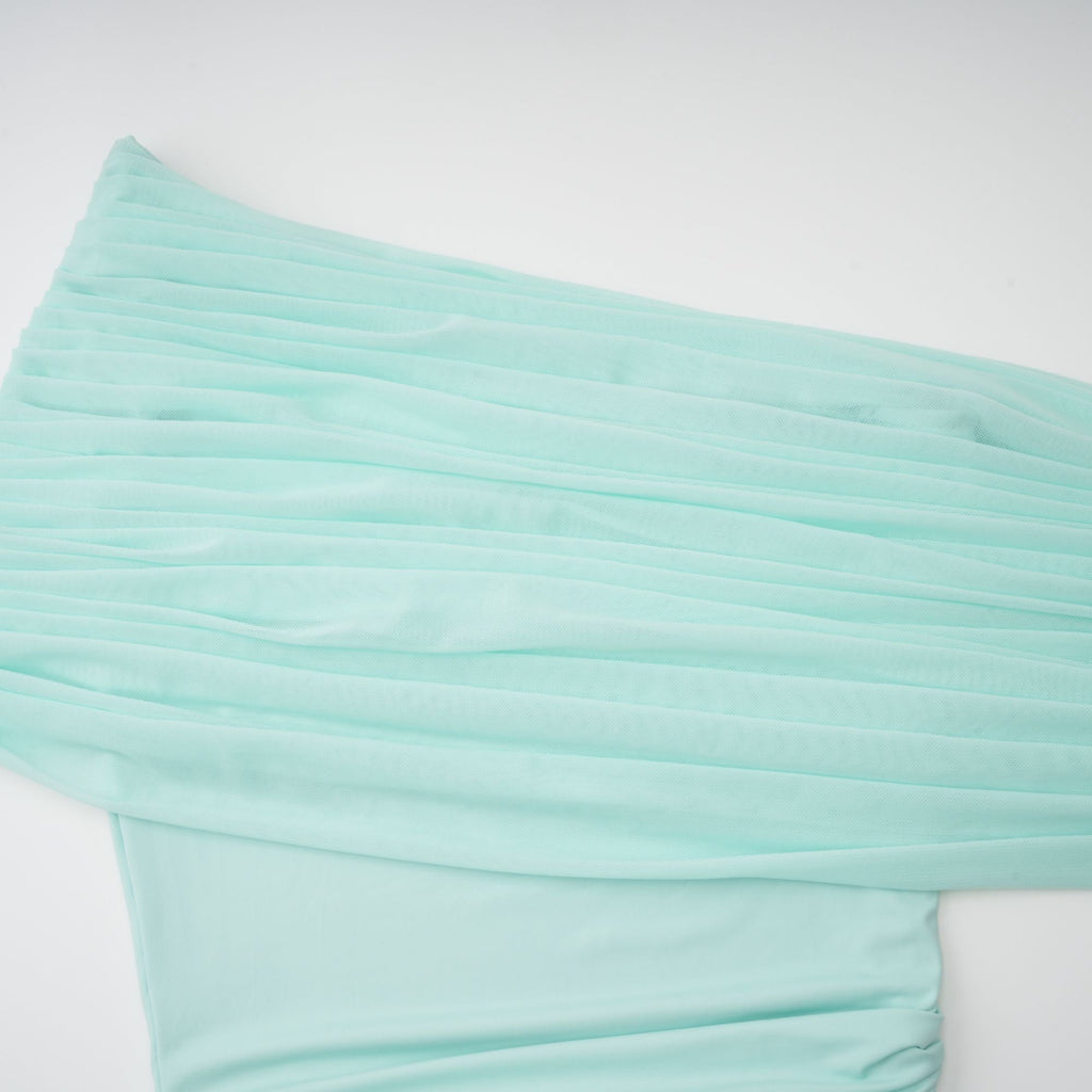 Katya Grön Asymmetrisk Rynkad Maxiklänning