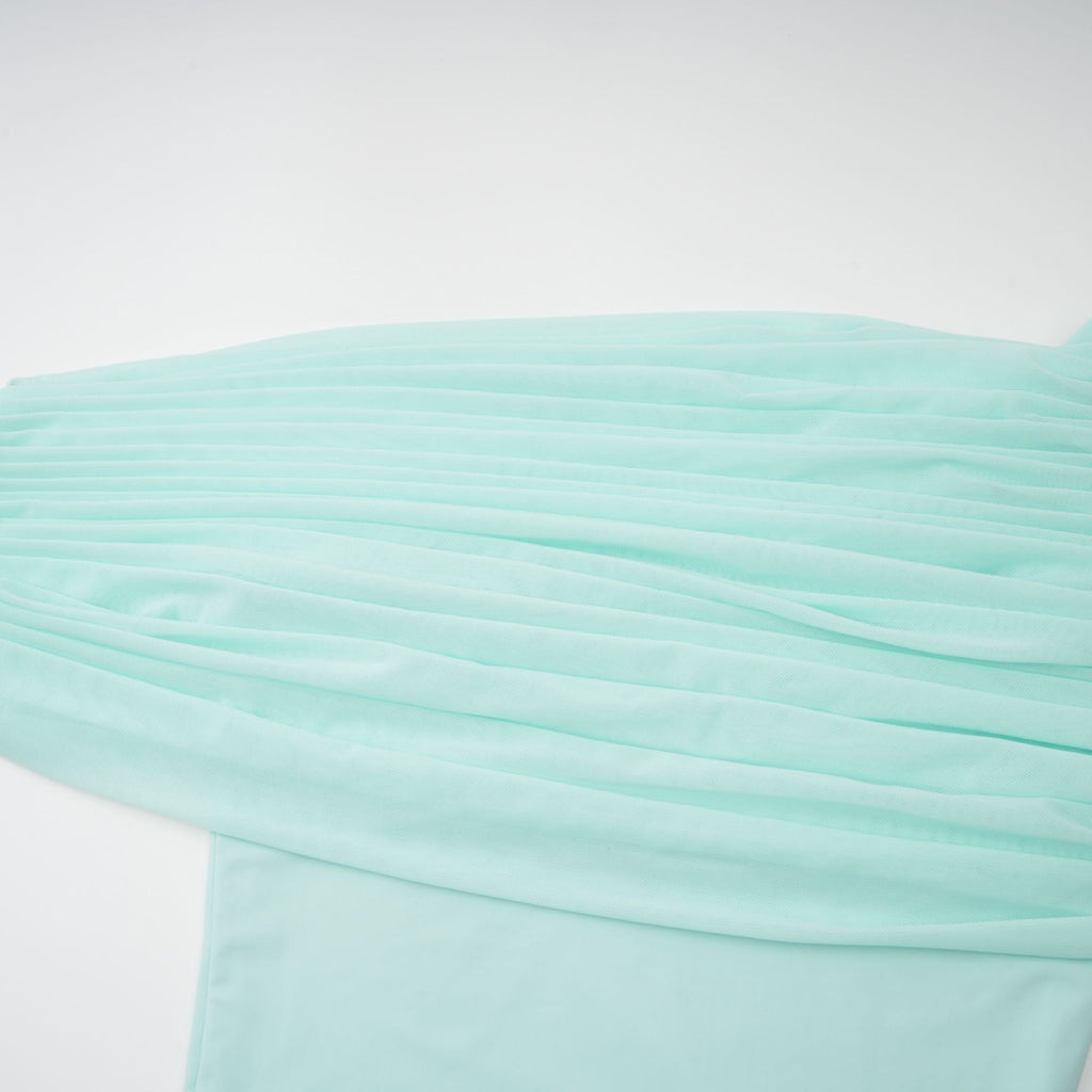 Katya Grön Asymmetrisk Rynkad Maxiklänning