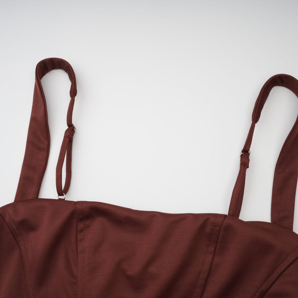 Paulette Brun Rynkad Bodycon Miniklänning