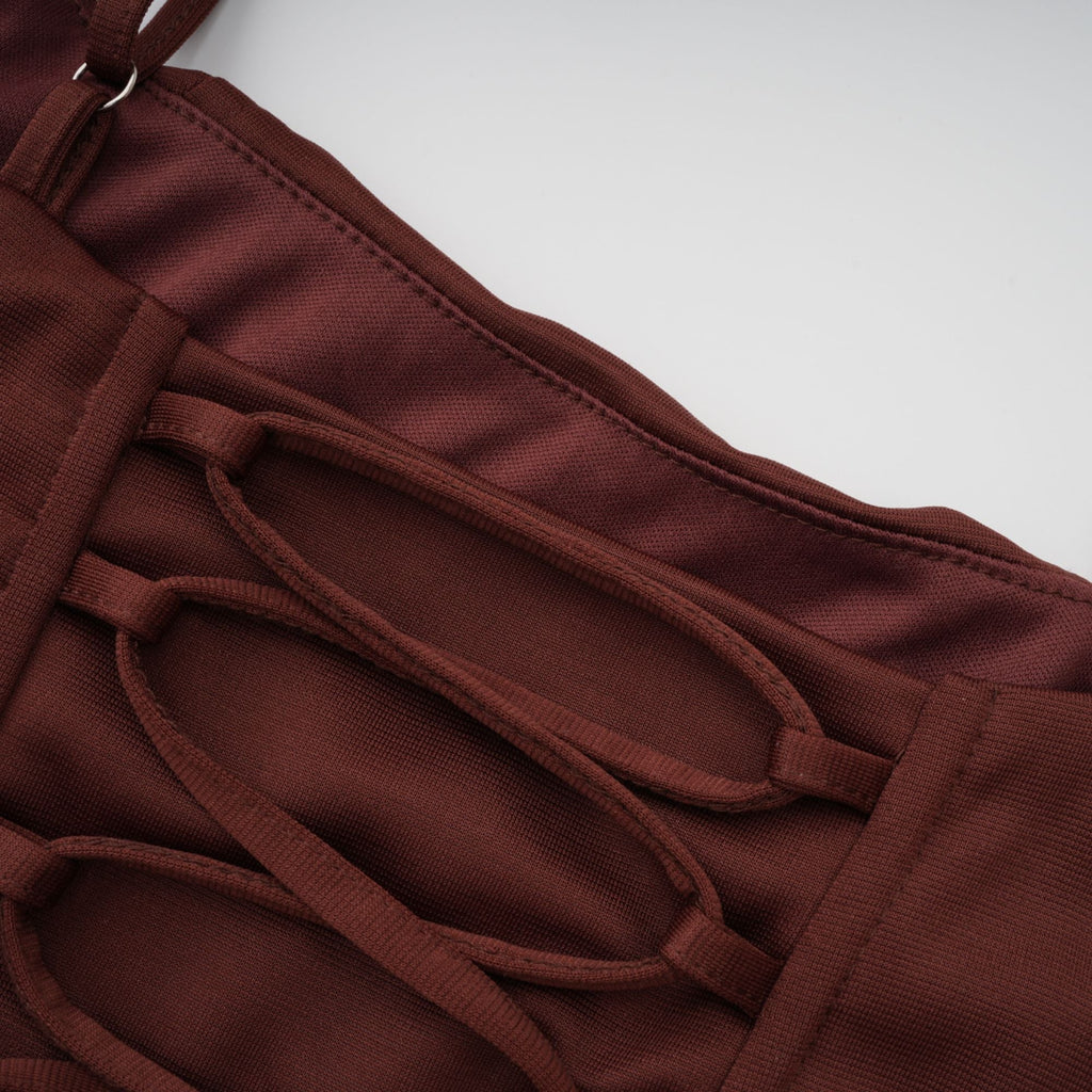 Paulette Brun Rynkad Bodycon Miniklänning