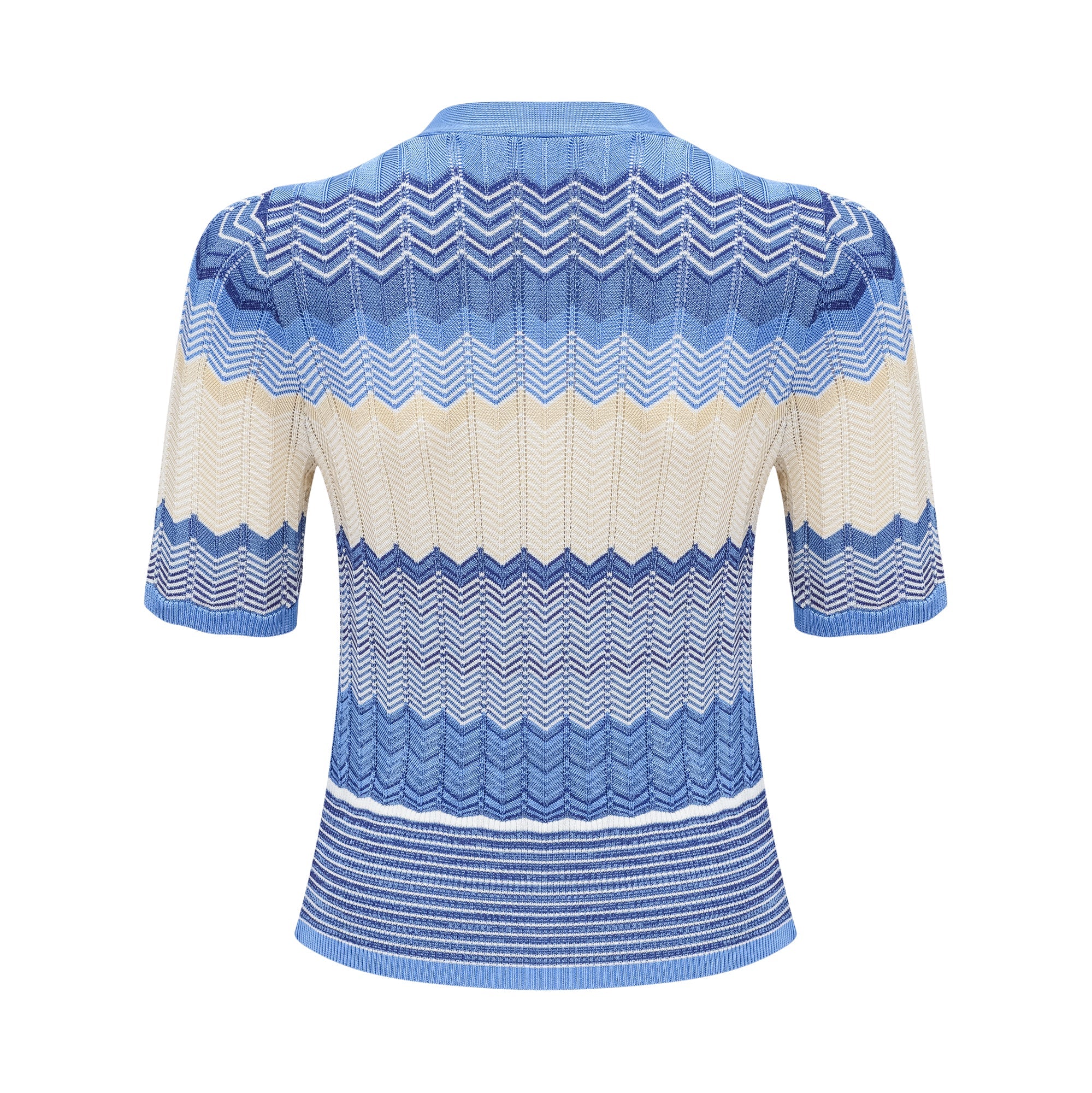 Daniela blue zigzag-design knit top & skirt matching set