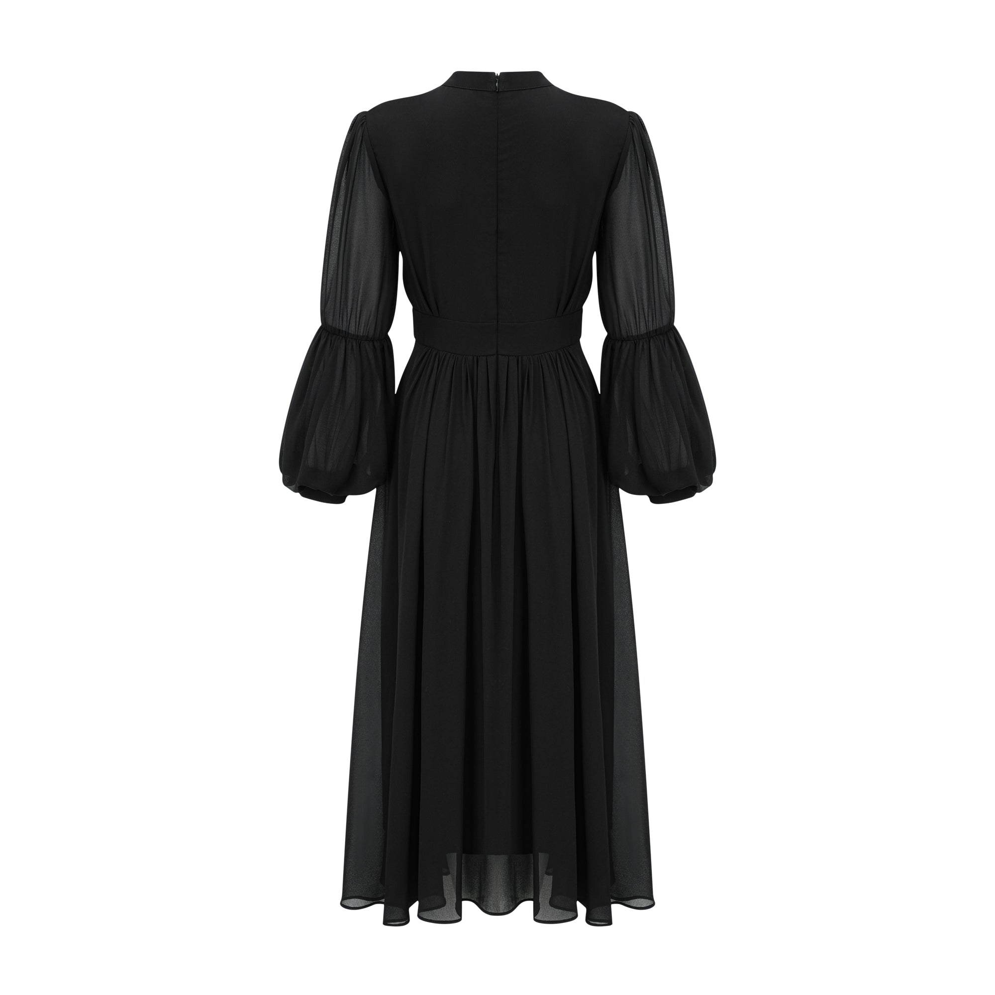 Viviane black pleated button-front midi dress