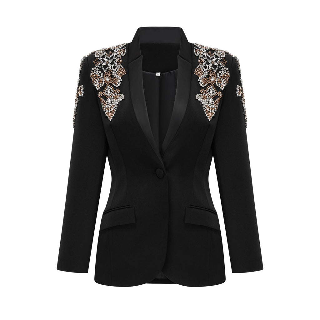 Delphine svart utsmyckad jacka och byxor i matchande set