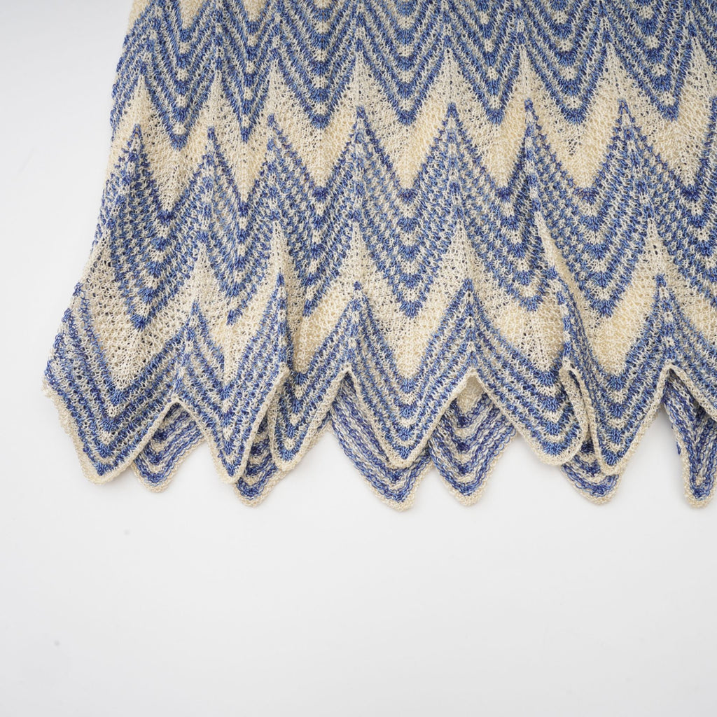 Daniela blue zigzag-design knit top & skirt matching set