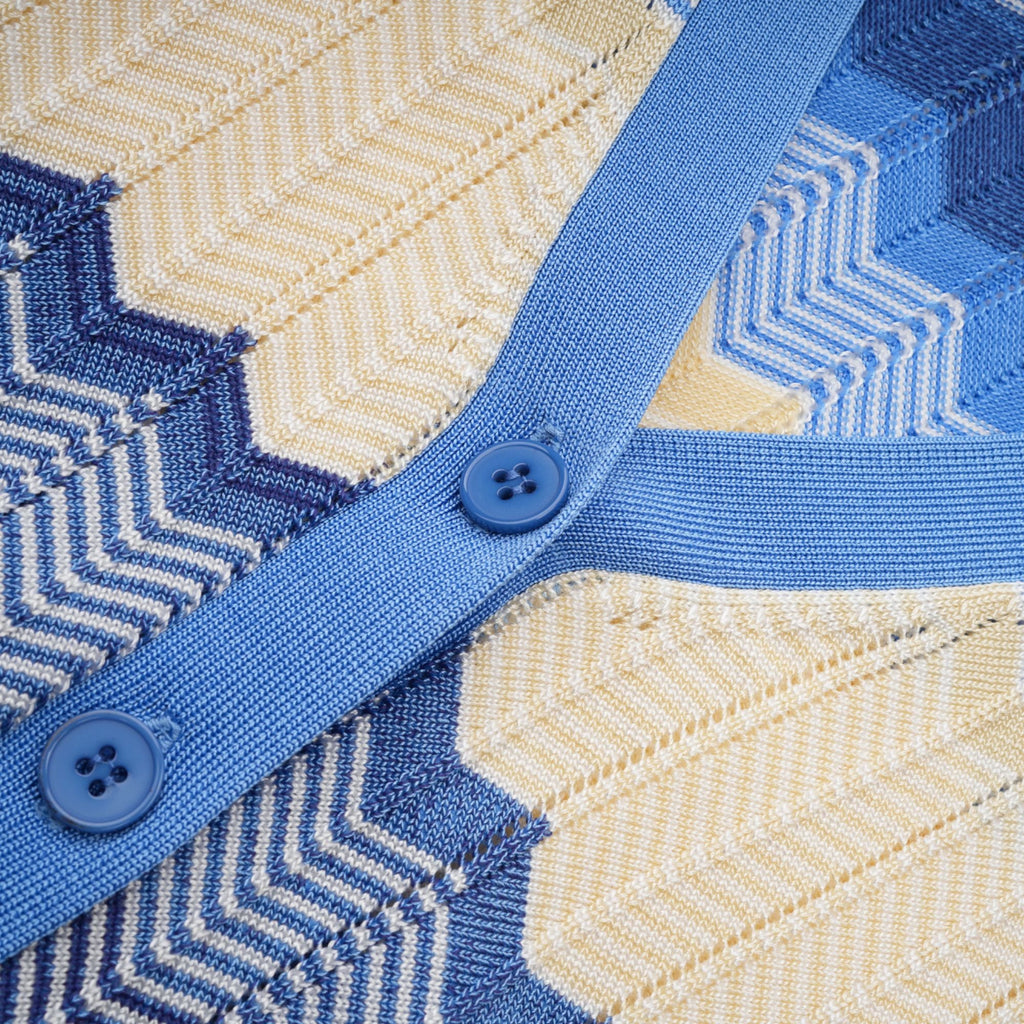 Daniela blue zigzag-design knit top & skirt matching set