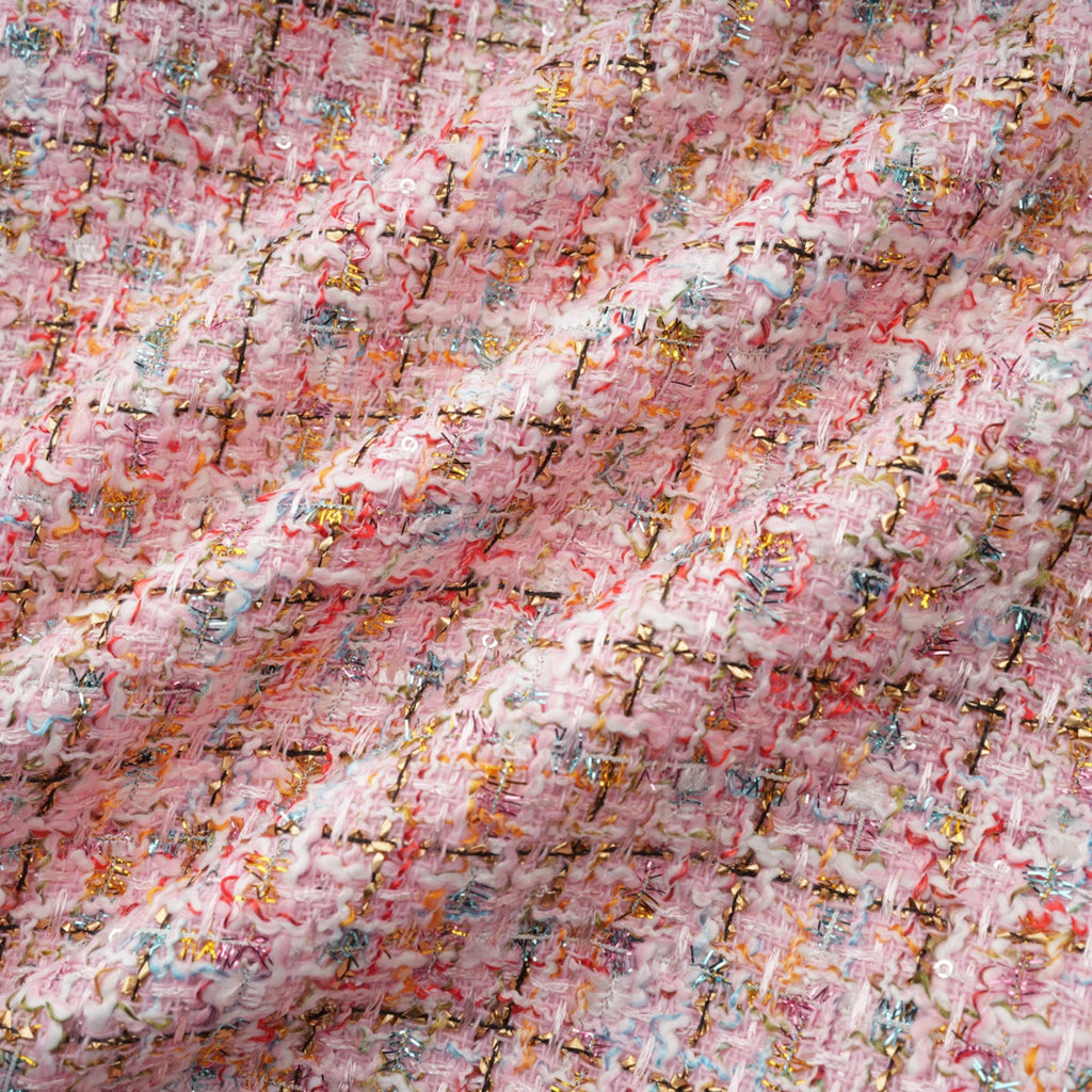 Aoife rosa utsmyckad tweed miniklänning 